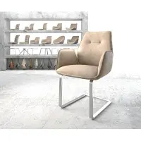 DELIFE Sledemodel Zoa-Flex microvelours beige vintage sledemodel vlak roestvrij staal pocketveer kern