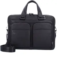 Piquadro Zwarte vierkante aktetas 39 cm met laptopvak blauw
