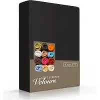 Romanette Hoeslaken Zwart (Velours)-2-persoons (140/150 x 200/210/220 cm)