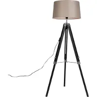 QAZQA Vloerlamp zwart met taupe linnen kap 45 cm - Tripod