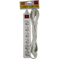 GereedschapXXL 6-voudige Stekkerdoos met Schakelaar en 5m Kabel voor Thuisgebruik