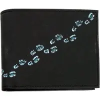 OXMOX portemonnee New Cryptan Querscheinbörse Footsteps Print Cyan Black zwart