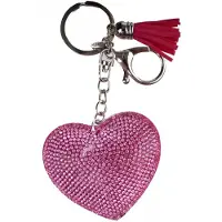 Create It! sleutelhanger hart met strass-steentjes 5 cm roze