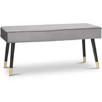 Lifa Living Halbank Barcelona - Grijs & Goud - Modern - Fluweel & Hout - 101 x 42 x 45 cm