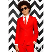 Opposuits kostuum Red Devil felrood Jongens Polyester Reverskraag Effen - maat 170/176