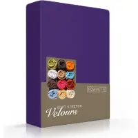 Romanette Hoeslaken Paars (Velours)-2-persoons (140/150 x 200/210/220 cm)