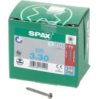 Spax Spaanplaatschroef cilinderkop RVS T-Star T10 3.0x30mm (per 200 stuks)