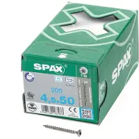 Spax Spaanplaatschroef lenskop RVS T-Star T20 4.5x50mm (per 200 stuks)
