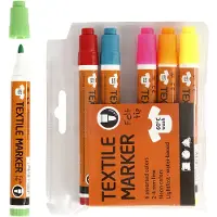 Packlinq Textielstiften, lijndikte: 2-4 mm, neon kleuren, 6stuks