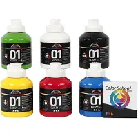 Packlinq A-Color Acrylverf - Colour School, primaire kleuren, 01 - glossy, 6x500ml