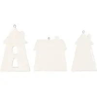 Packlinq Hangende ornamenten, huizen, h: 7,6-9,7 cm, dikte 0,6 mm, wit, 18stuks