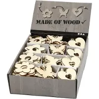 Packlinq Houten decoraties, bloem, vlinder, hart, afm 6 cm, dikte 3 mm, 200stuks