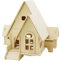 Packlinq 3D Houten constructie set, Huis met veranda, afm 22,5x17,5x20,5 , triplex, 1stuk