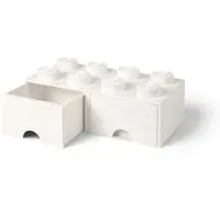 LEGO Opbergsteen met 8 noppen en 2 lades - wit