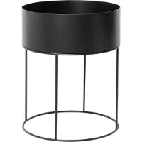 Ferm Living Plant Box Rond Zwart - Bloempotten Gepoedercoat Metaal Black - 3356