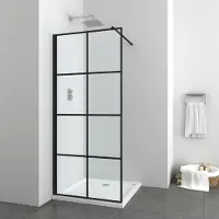 Badstuber Window douchewand mat zwart geruit 100x195cm