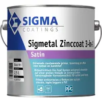 Sigma Sigmetal Zinccoat 3-in-1 Satin | Zijdeglans Grondverf en Lakverf Buiten 2,5 LTR - Kleur|1|2