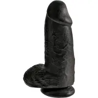 King Cock - dildo met balzak en zuignap - zwart - 23 cm