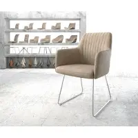 DELIFE Eetkamerstoel Greg-Flex microvelours beige vintage slipframe roestvrij staal pocketveer kern