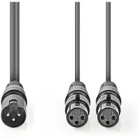 Nedis Gebalanceerde Audiokabel | XLR 3-Pins Male | 2x XLR 3-Pins Female | 1.5 m | 1 stuks - COTH15025GY15