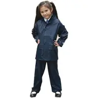 Result Regenpak winddicht navy blauw voor meisjes - Regenjas / regenbroek - Regenkleding voor kinderen XS (98-104)
