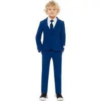 Opposuits kostuum Navy Royale blauw Jongens Polyester Reverskraag Effen - maat 98/104