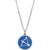 CO88 Collection Collection Zodiac 8CN 26096 Stalen Collier met Hanger - Sterrenbeeld Boogschutter 15 mm - Lengte 42 + 5 cm - Zilverkleurig / Donkerblauw