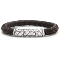 Silk Jewellery 423BBR-19 Armband zilver en leer lengte 19 cm