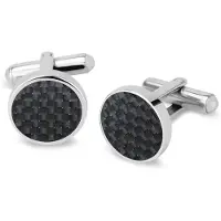 Frank 1967 7FC 0004 Manchetknopen staal/carbon 15 mm zwart