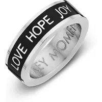 Key Moments Color 8KM R0001 54 Stalen Ring met Tekst Love Hope Joy Ringmaat 54 Zilverkleurig / Zwart