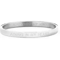Key Moments in Color 8KM BC0053 Stalen Bangle met tekst Always in my heart Grootte 58 x 50 mm Zilverkleurig