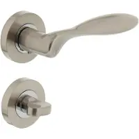 Intersteel Deurkruk George rozet met toilet-/badkamersluiting nikkel mat