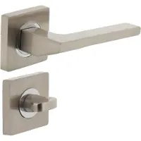 Intersteel Deurkruk Ben op vierkant rozet met toilet-/badkamersluiting - nikkel mat