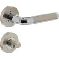 Intersteel Deurkruk Agatha op rozet met toilet-/badkamersluiting - chroom/nikkel mat