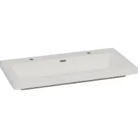 Wiesbaden Cubic kunstmarmer wastafel 2 kraangaten 100x46cm wit