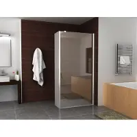 Wiesbaden Zijpaneel 35 x 200 cm met hoekprofiel voor inloopdouche chroom met 10 mm NANO geheel matglas