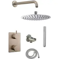 Mueller Round inbouw regendouche met wand arm en hoofddouche 30cm RVS look