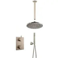 Mueller Round inbouw regendouche met plafond arm en hoofddouche 30cm RVS look