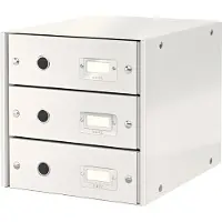 Leitz Wow Click & Store Ladekast Met 3 Laden - 81% Gerecycled Karton - Voor A4 Formaten - Ruimtebesparende Opberger - Wit