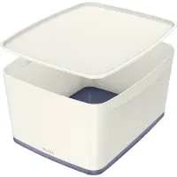 Leitz MyBox Opbergdoos met Deksel - Opberger/Sorteerbakje voor Thuiskantoor - Grijs/Wit - 1 Stuk