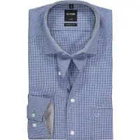 Olymp Overhemd smoky blue / wit