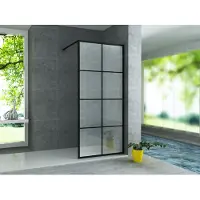 SaniGoods Next douchewand met mat zwart raster 120x200cm