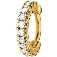 Lucardi Stalen helixpiercing goldplated clicker zirkonia