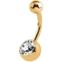 Lucardi Stalen navelpiercing goldplated met kristal