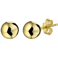 Lucardi - Geelgouden oorbellen bol 5 mm
