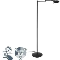 TRIO Moderne zwenkbare leeslamp zwart incl. LED en dimmer - Kazam