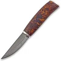 Roselli Carpenter knife RIRW210S Satin UHC, Curly Birch Silver Ferrule, vaststaandmes