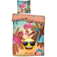 Emoji Flamingo - Dekbedovertrek - Eenpersoons - 140 x 200 cm - Multi