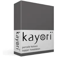 Kayori Topper Hoeslaken Shizu Antracite (Percal)-140 x 200 cm
