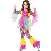 MOM Hippie Girl Costume Roze 5-6 Years Kinderen